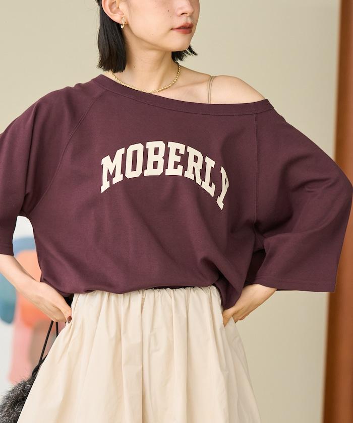 2WAY 平滑logo七分袖T恤/露肩T恤