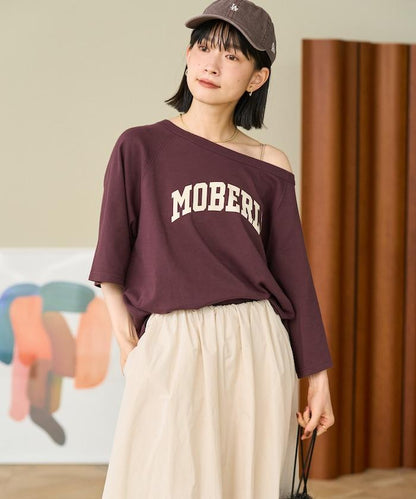 2WAY 平滑logo七分袖T恤/露肩T恤