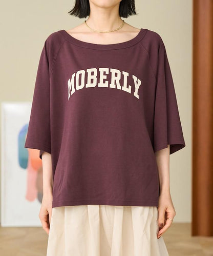 2WAY 平滑logo七分袖T恤/露肩T恤