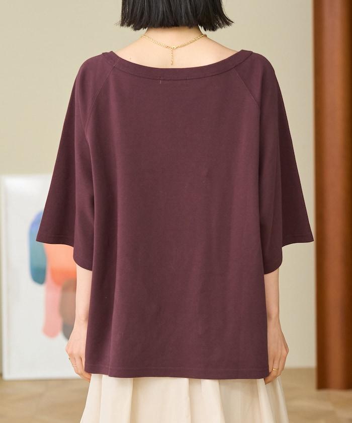 2WAY 平滑logo七分袖T恤/露肩T恤