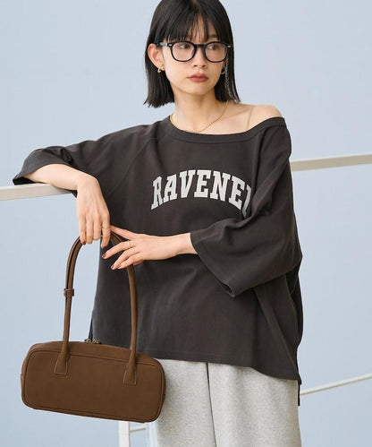 2WAY 平滑logo七分袖T恤/露肩T恤