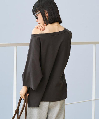 2WAY 平滑logo七分袖T恤/露肩T恤