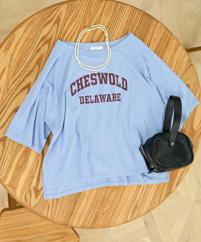 2WAY 平滑logo七分袖T恤/露肩T恤