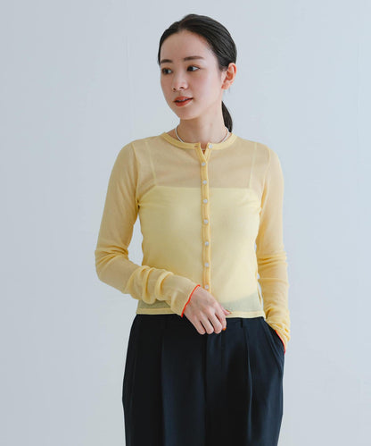 日本製造透視羅紋短款開衫