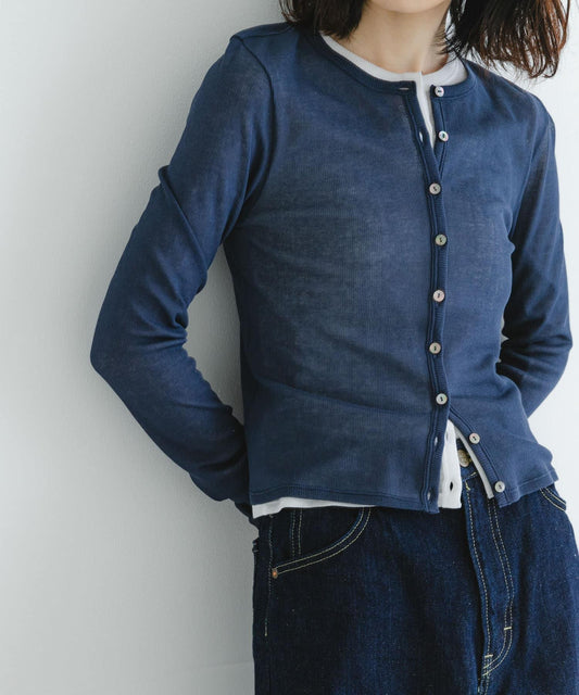 日本製造透視羅紋短款開衫