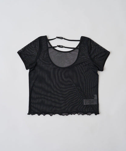 mline 半袖印花網紗上衣