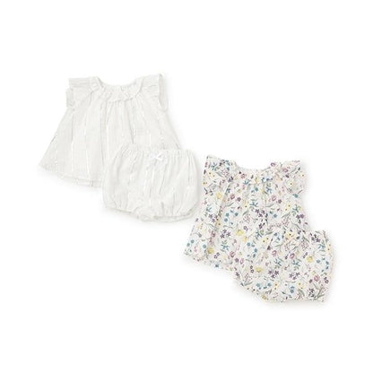 【リンク】亮片條紋/花卉圖案套裝（嬰兒）