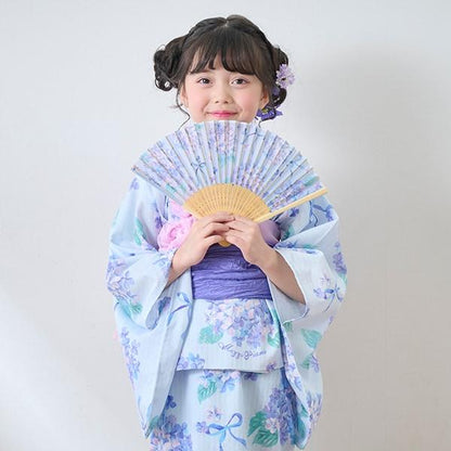 水彩繡球花圖案浴衣