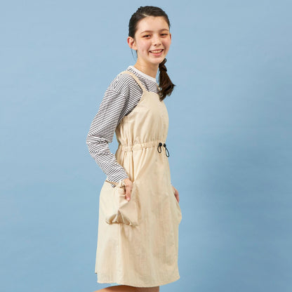 褶皺工裝口袋揹帶裙