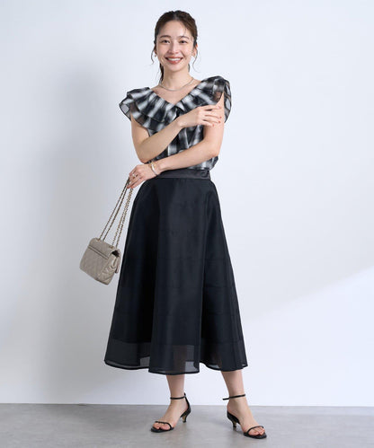 【La boutique BonBon】透視拼接圓擺半身裙