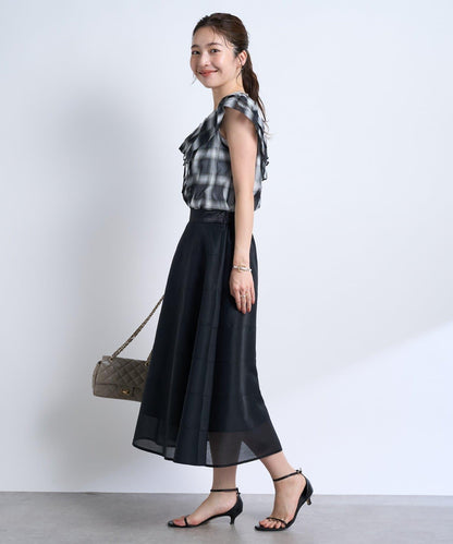 【La boutique BonBon】透視拼接圓擺半身裙