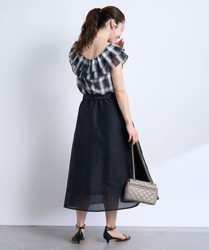 【La boutique BonBon】透視拼接圓擺半身裙