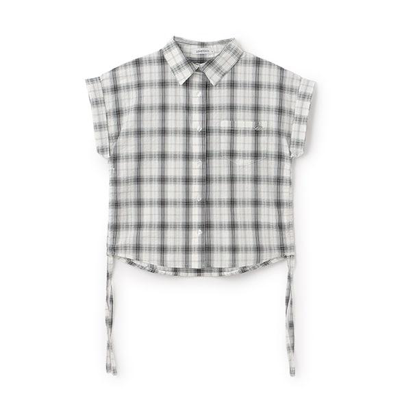 【純棉100%】格紋無袖抽繩襯衫