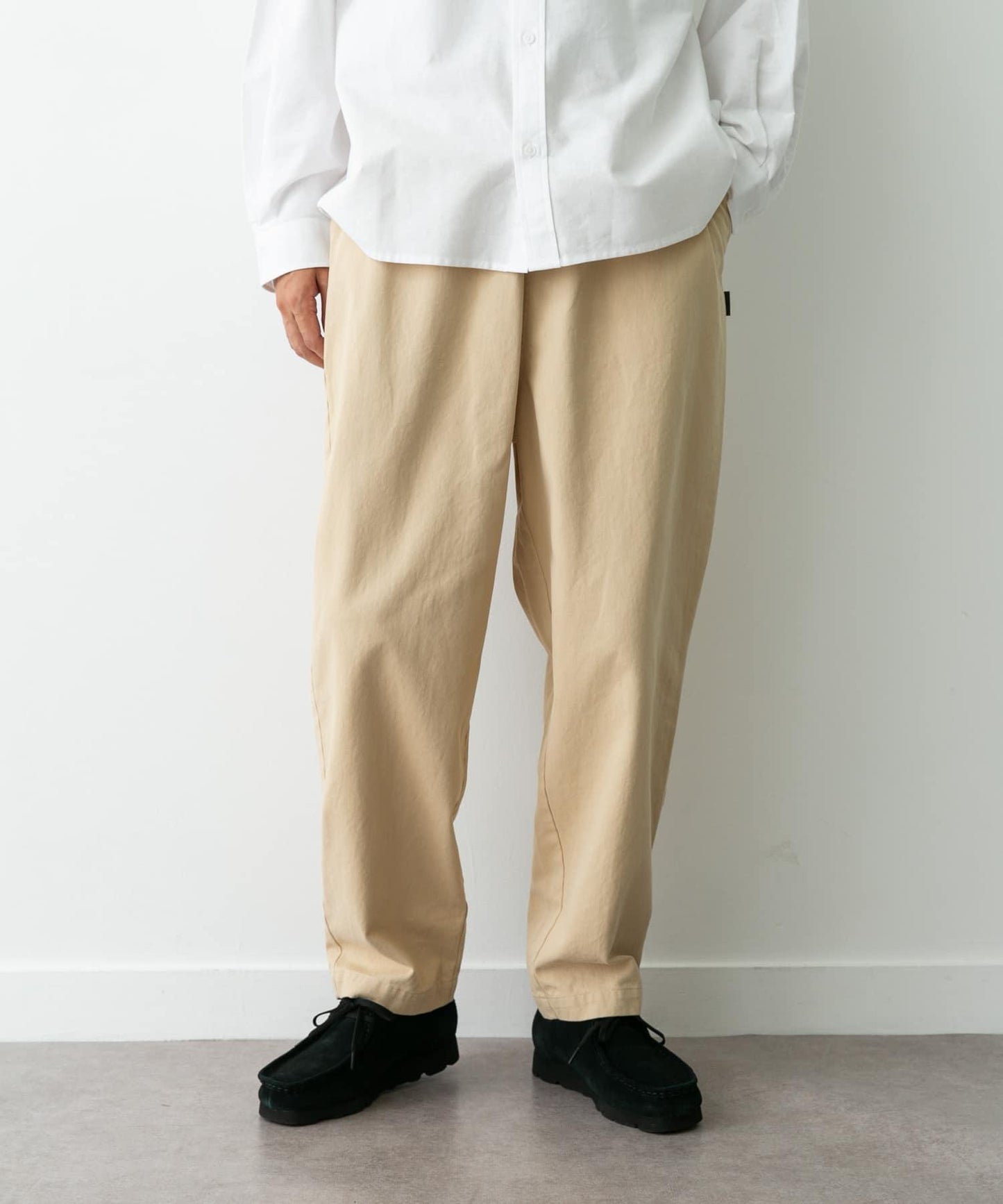 基礎寬鬆休閒斜紋棉布長褲