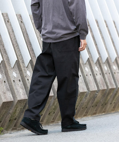 基礎寬鬆休閒斜紋棉布長褲