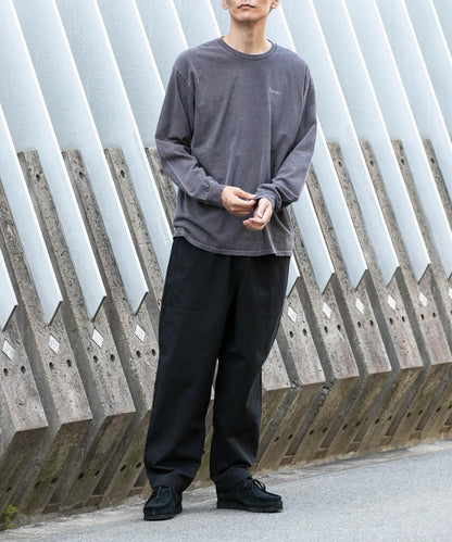 基礎寬鬆休閒斜紋棉布長褲