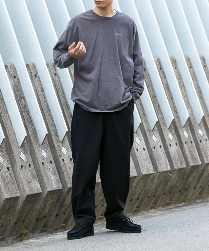 基礎寬鬆休閒斜紋棉布長褲