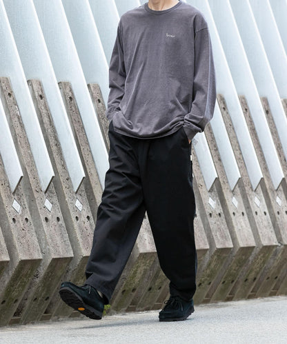 基礎寬鬆休閒斜紋棉布長褲