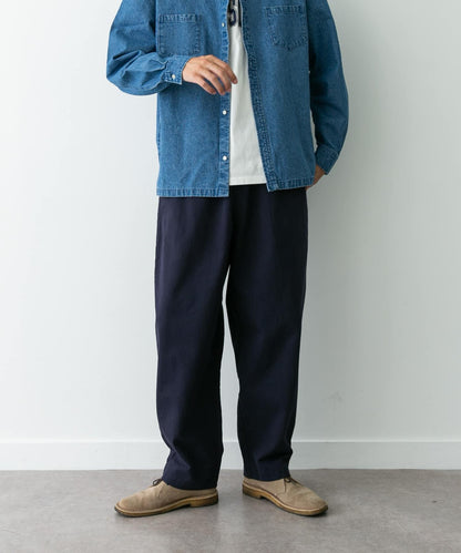 基礎寬鬆休閒斜紋棉布長褲