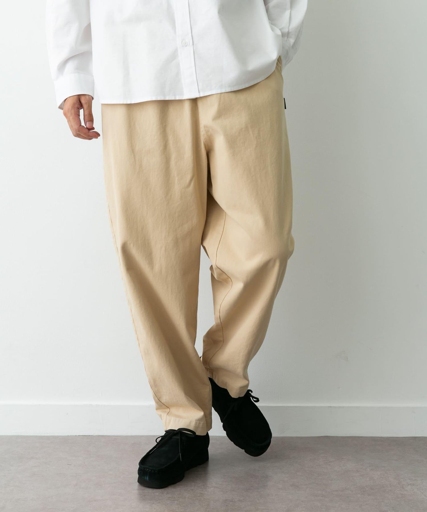 基礎寬鬆休閒斜紋棉布長褲