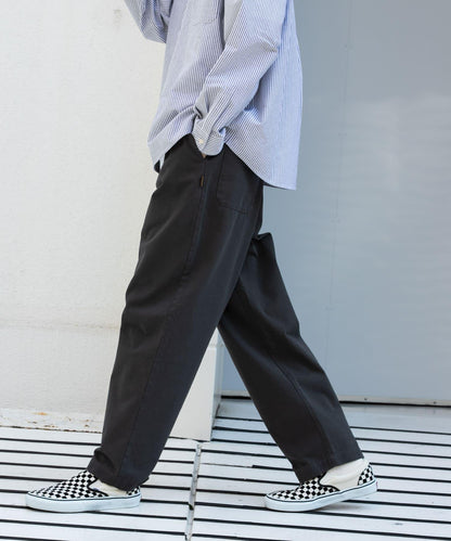 基礎寬鬆休閒斜紋棉布長褲