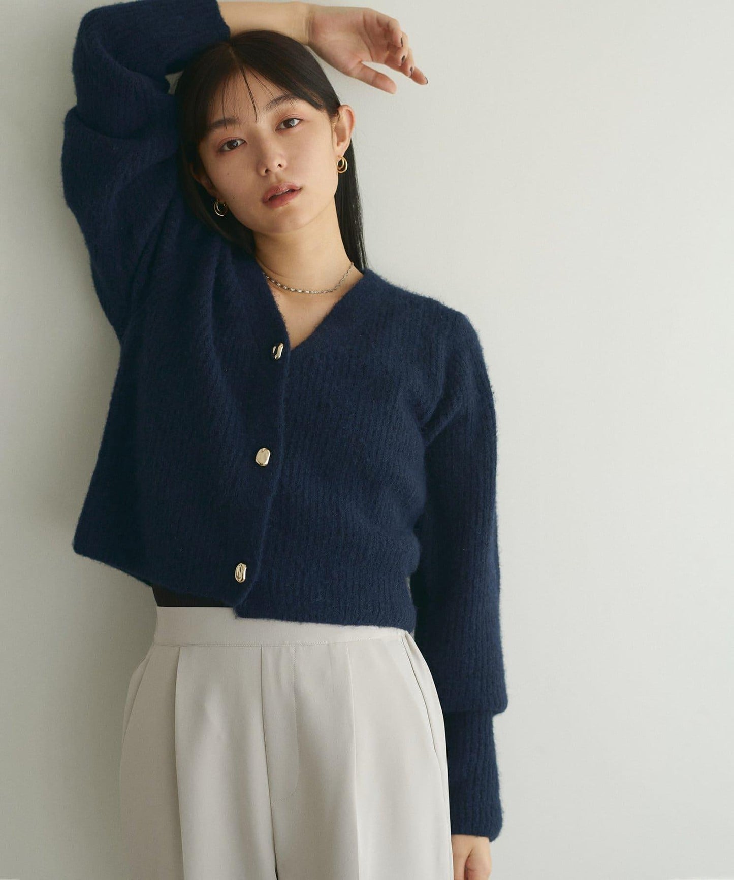 【限定】羊毛混紡條紋編織羊毛衫