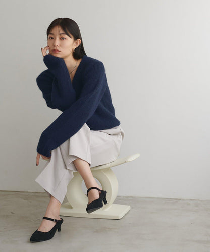 【限定】羊毛混紡條紋編織羊毛衫
