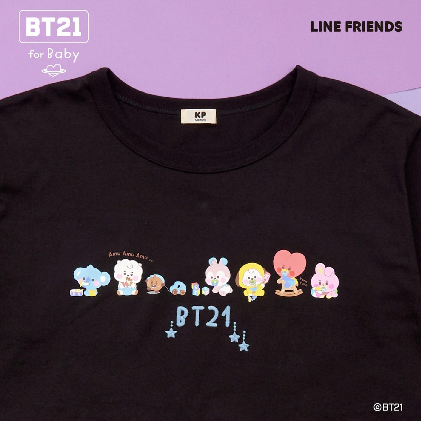 【《BT21》】印花及刺繡短袖T恤（成人款）