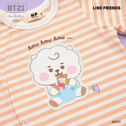 【《BT21》】貼布繡條紋短款連體衣