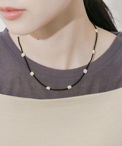 不鏽鋼花朵造型珠子項鍊