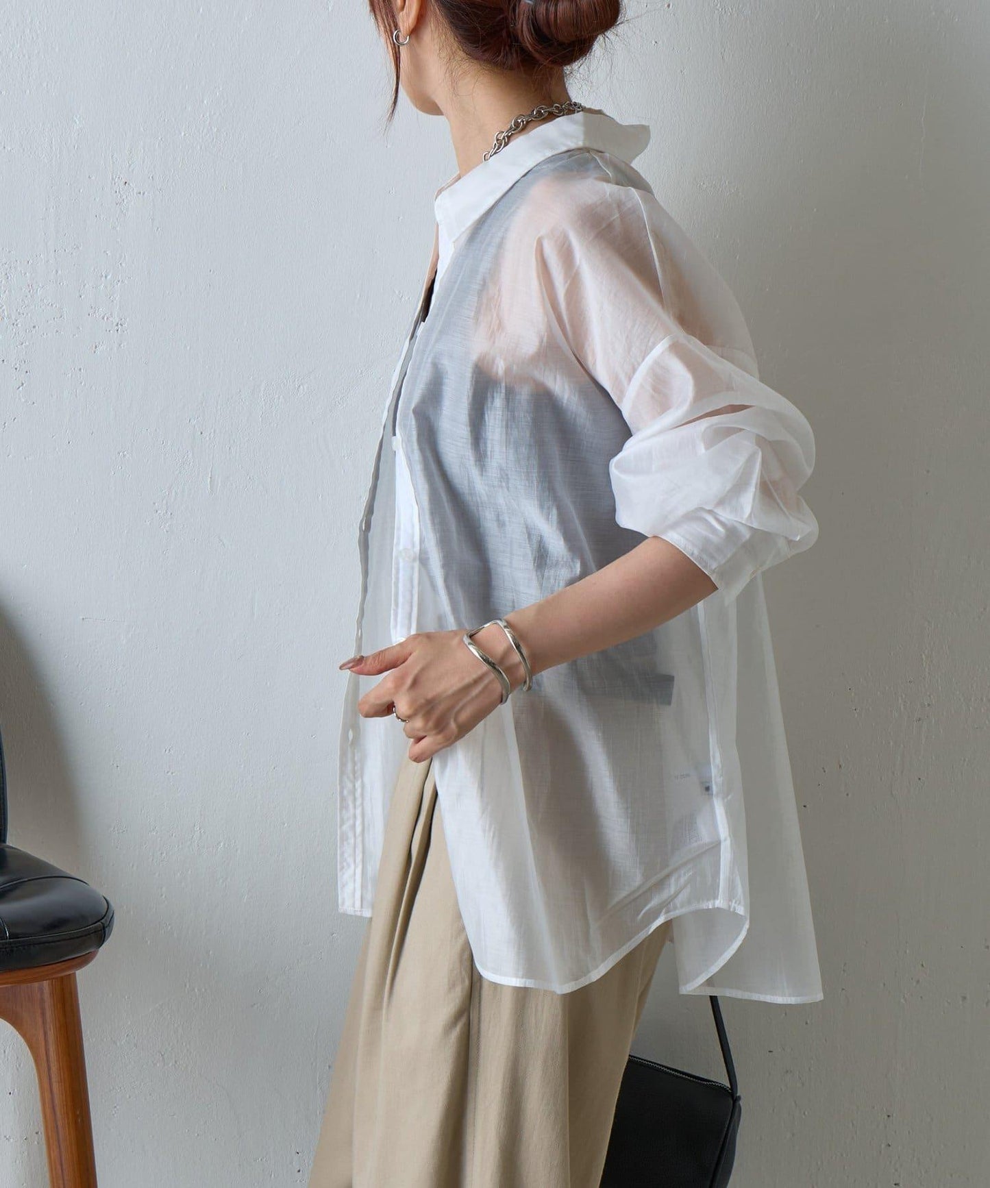 透視長袖襯衫