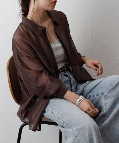 透視長袖襯衫