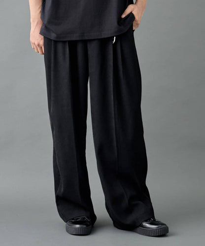 2褶寬鬆直筒西褲褲子