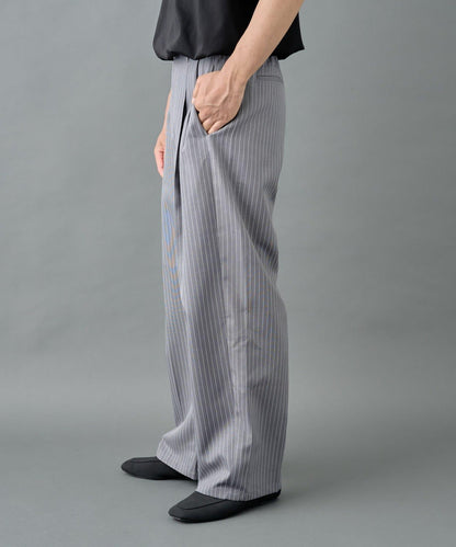 細條紋兩摺寬鬆褲