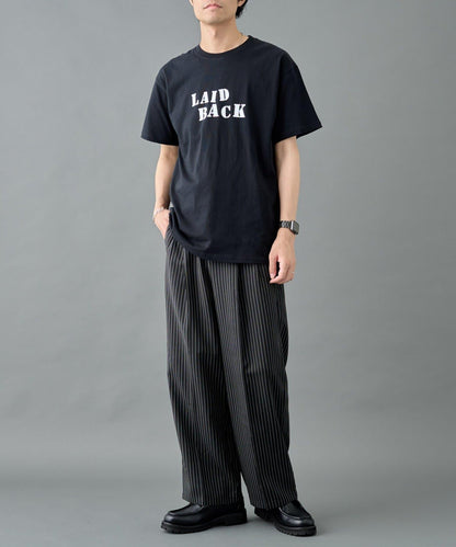 細條紋兩摺寬鬆褲