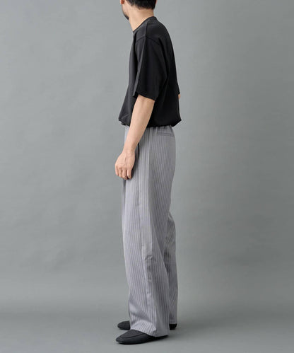 細條紋兩摺寬鬆褲