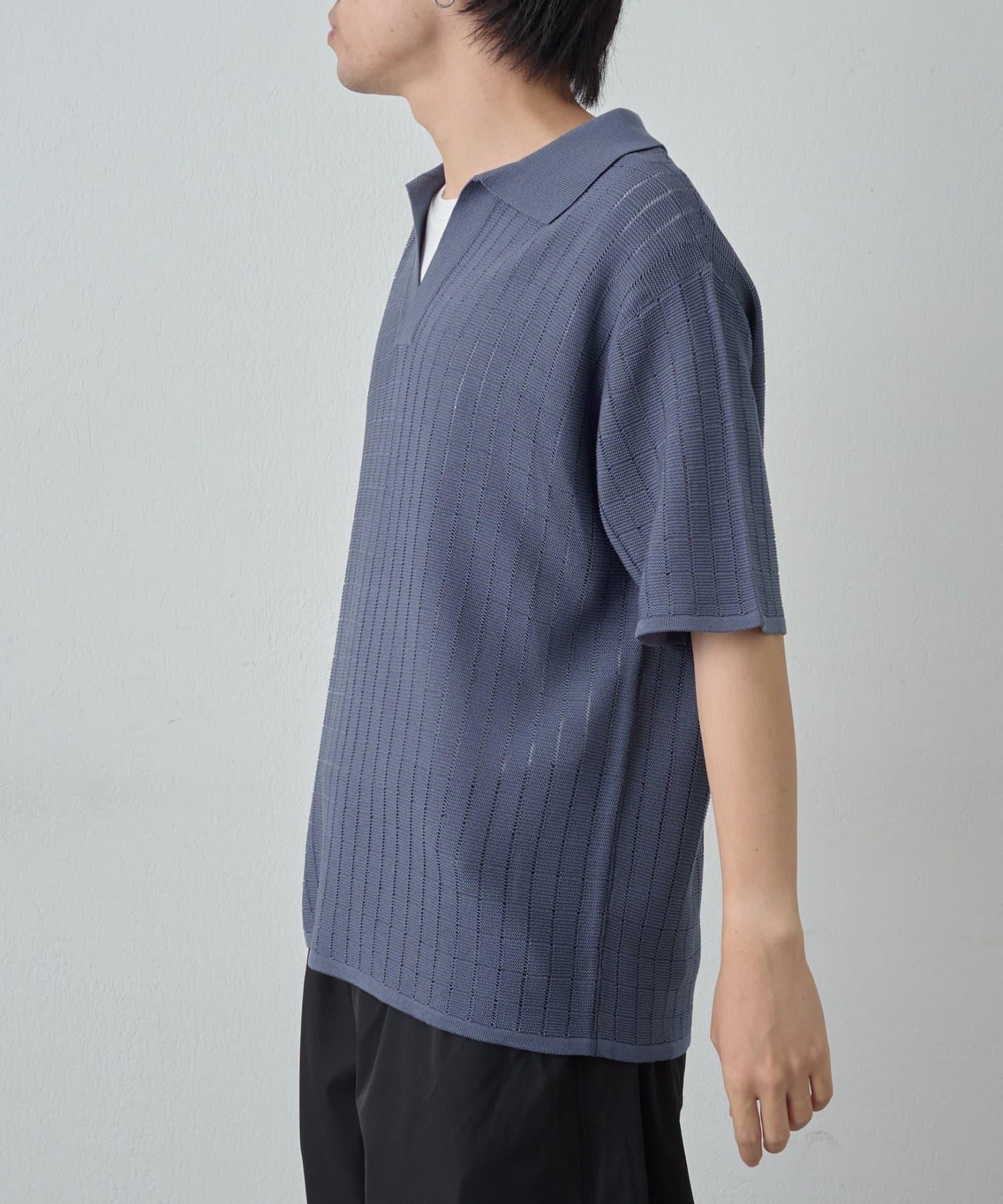 透視編織短袖領帶針織衫