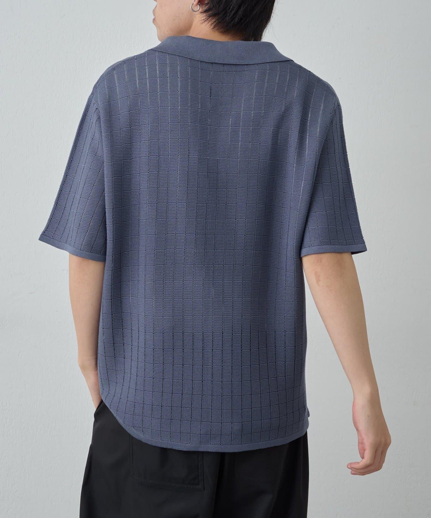 透視編織短袖領帶針織衫