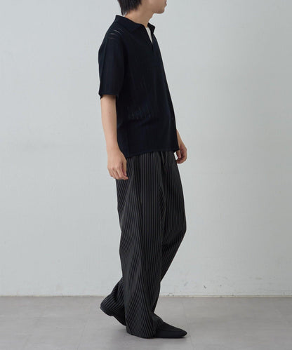 透視編織短袖領帶針織衫