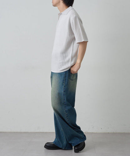 透視編織短袖領帶針織衫