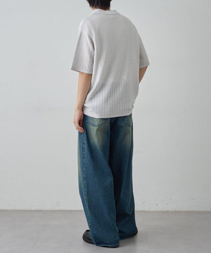 透視編織短袖領帶針織衫