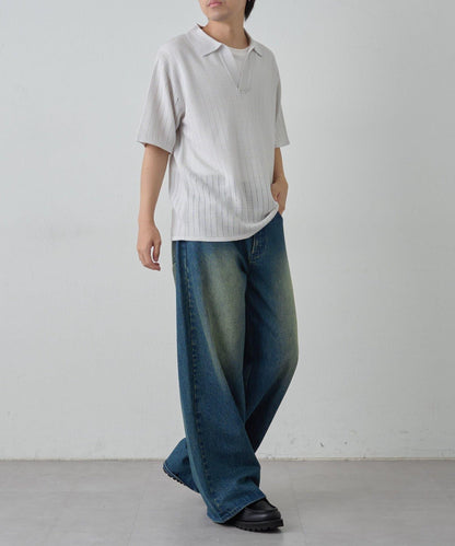 透視編織短袖領帶針織衫