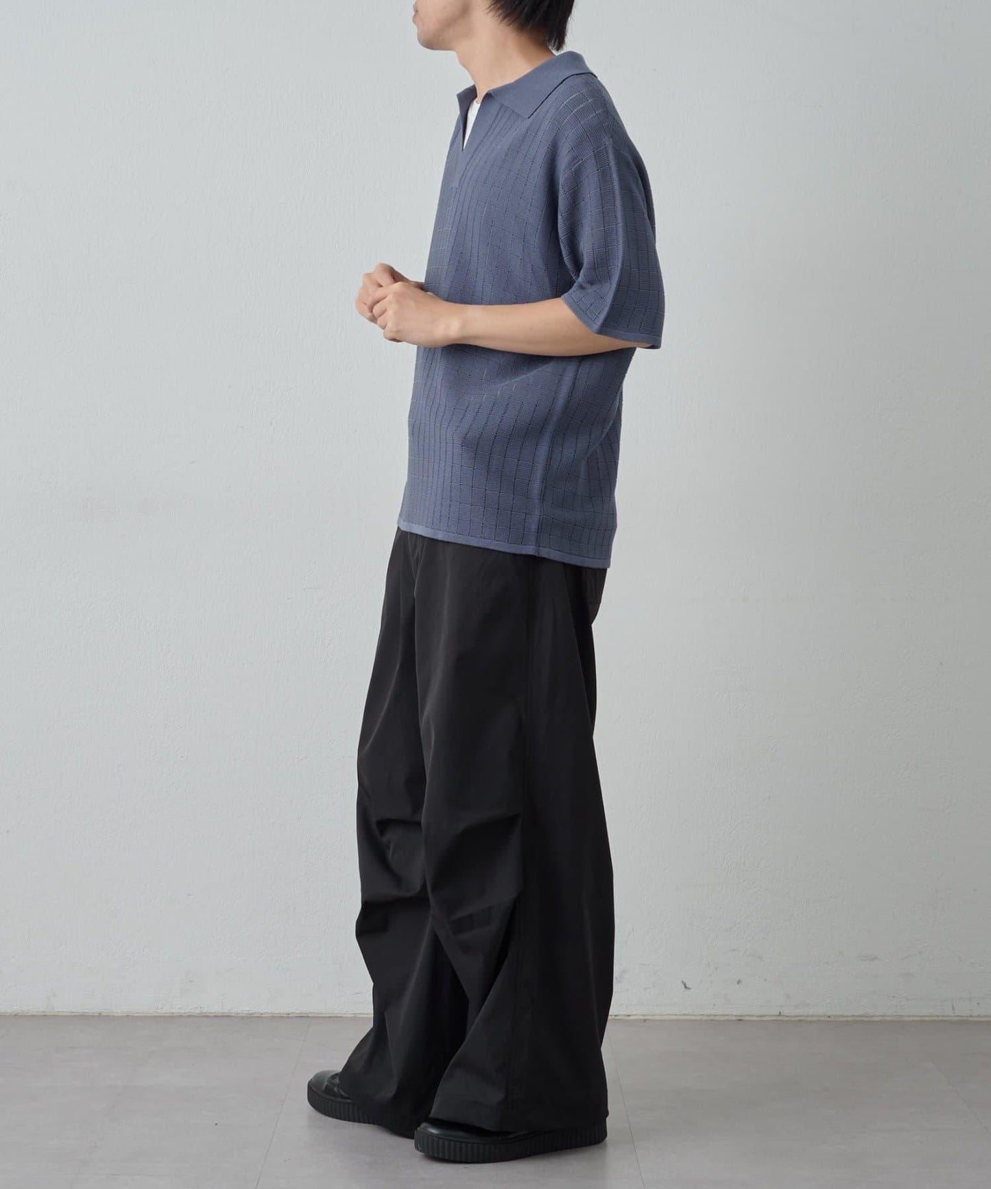 透視編織短袖領帶針織衫