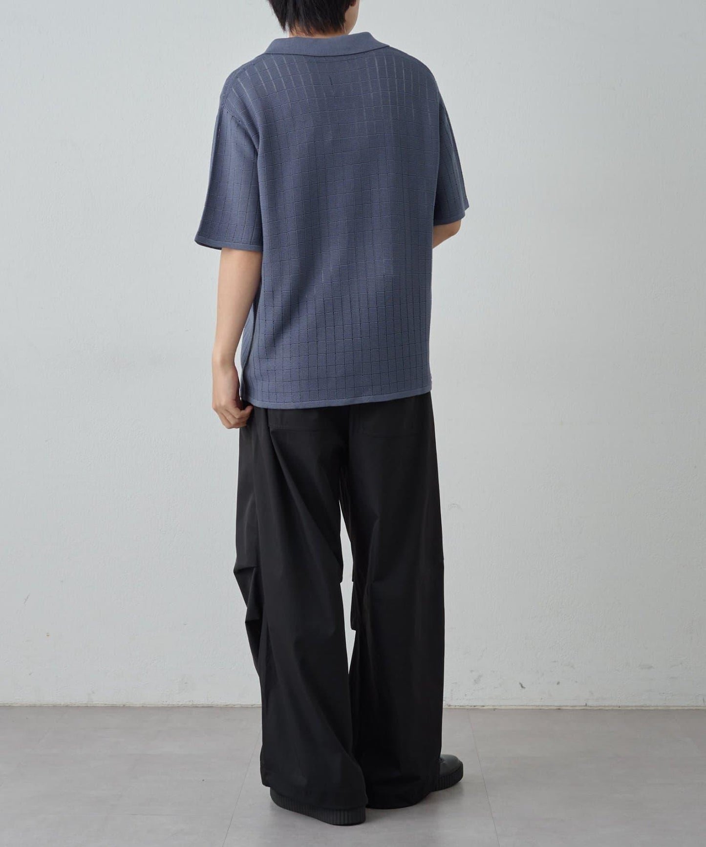 透視編織短袖領帶針織衫