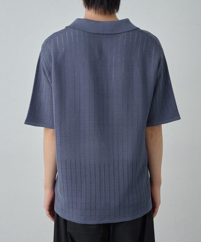 透視編織短袖領帶針織衫