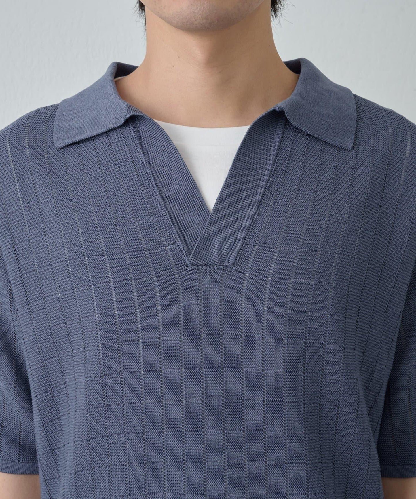 透視編織短袖領帶針織衫