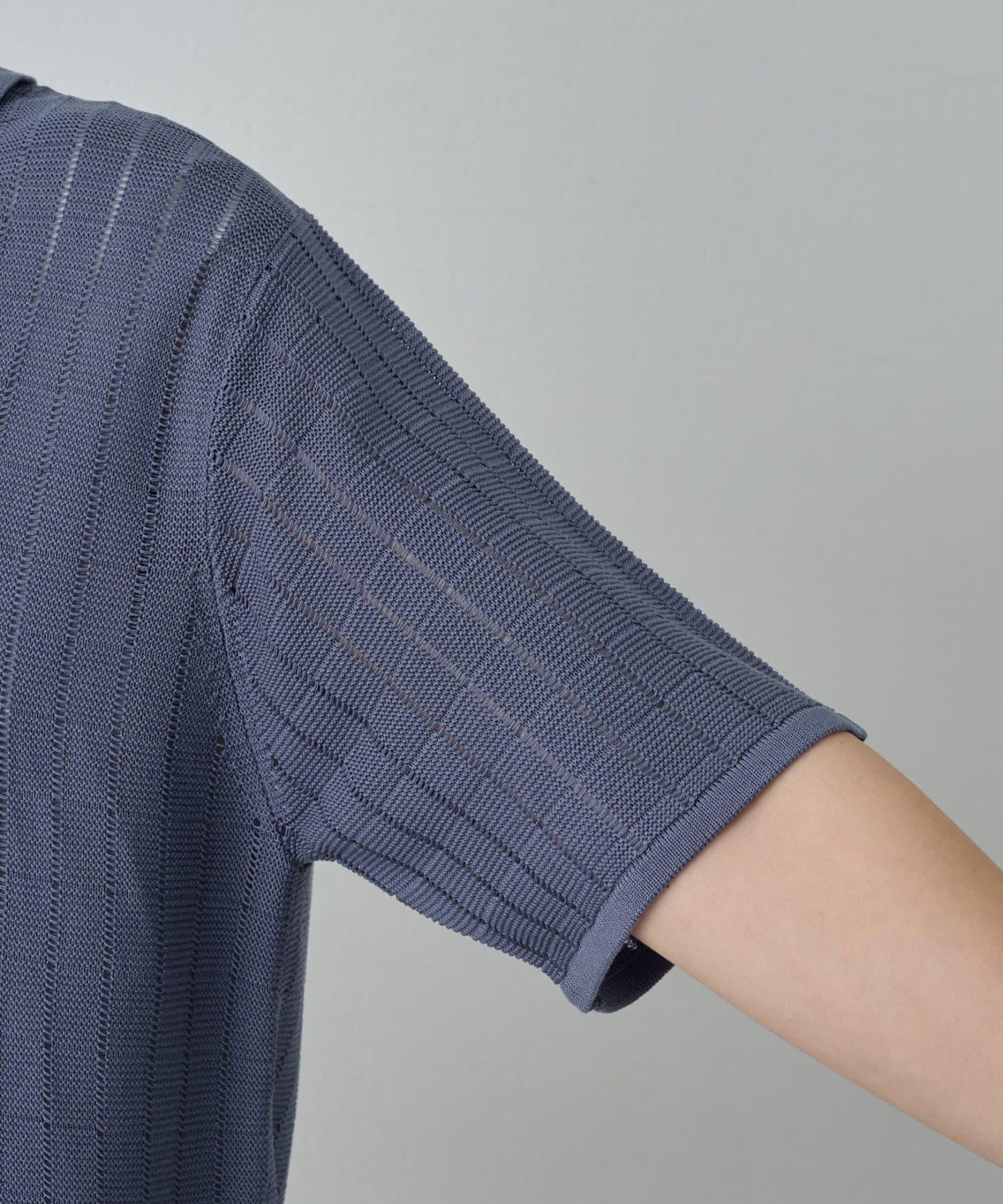 透視編織短袖領帶針織衫