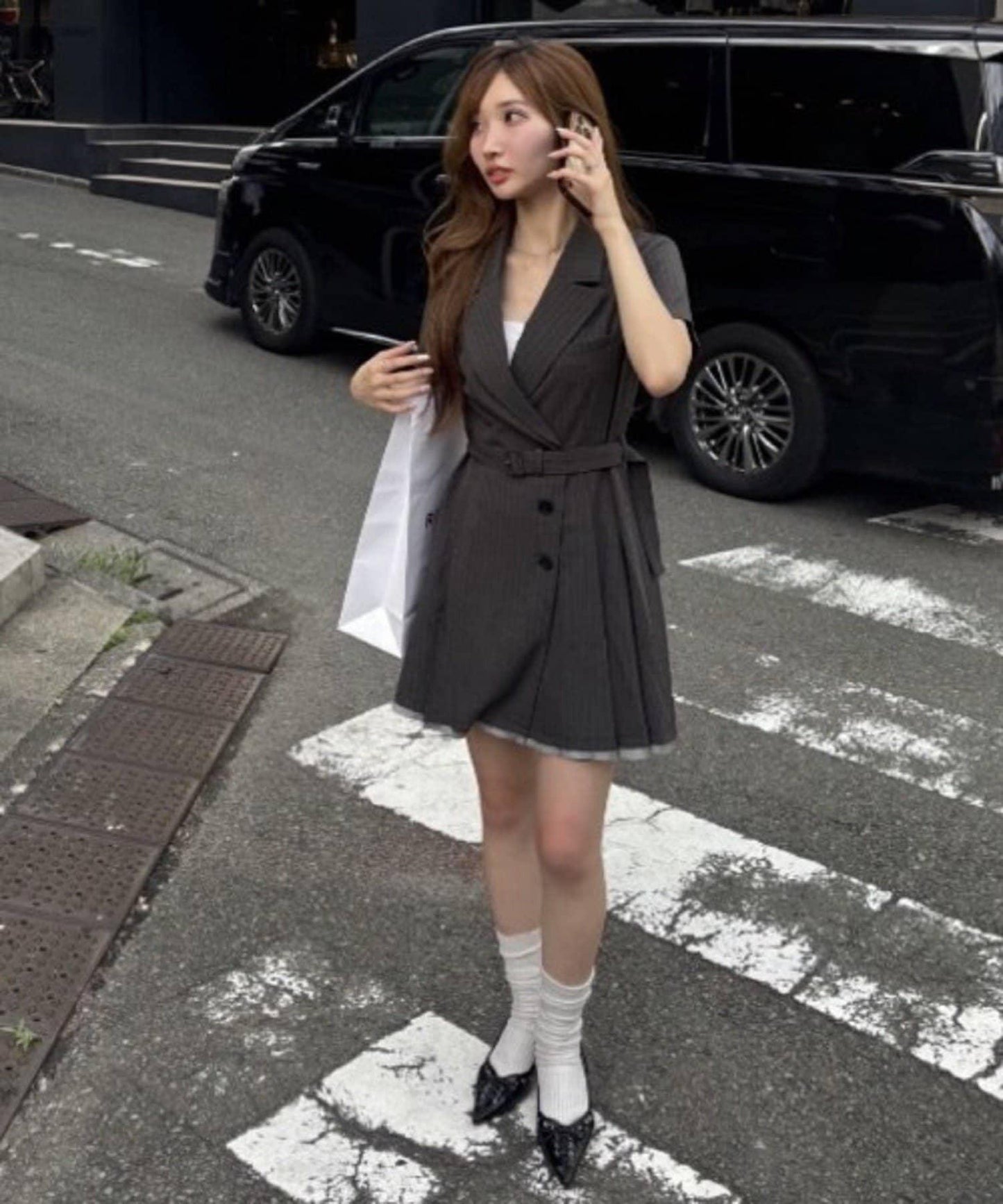 西裝外套迷你連衣裙