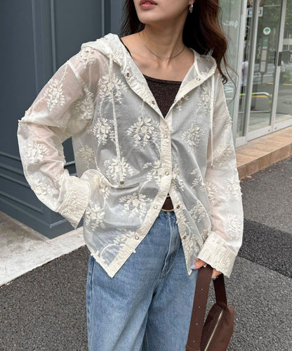 3D刺繡連帽襯衫