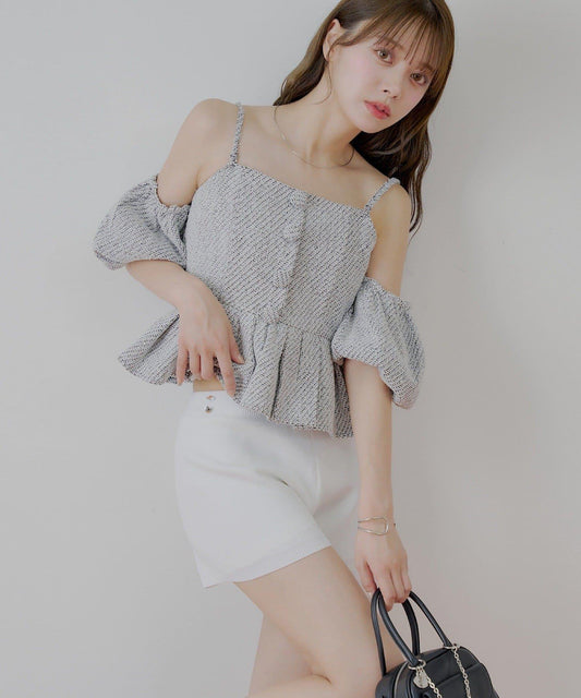 帶紐扣設計 針織短褲